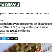 Las fusiones y adquisiciones en Espaa caen un 17% en 2020, aunque el importe sube hasta los 116.463 millones